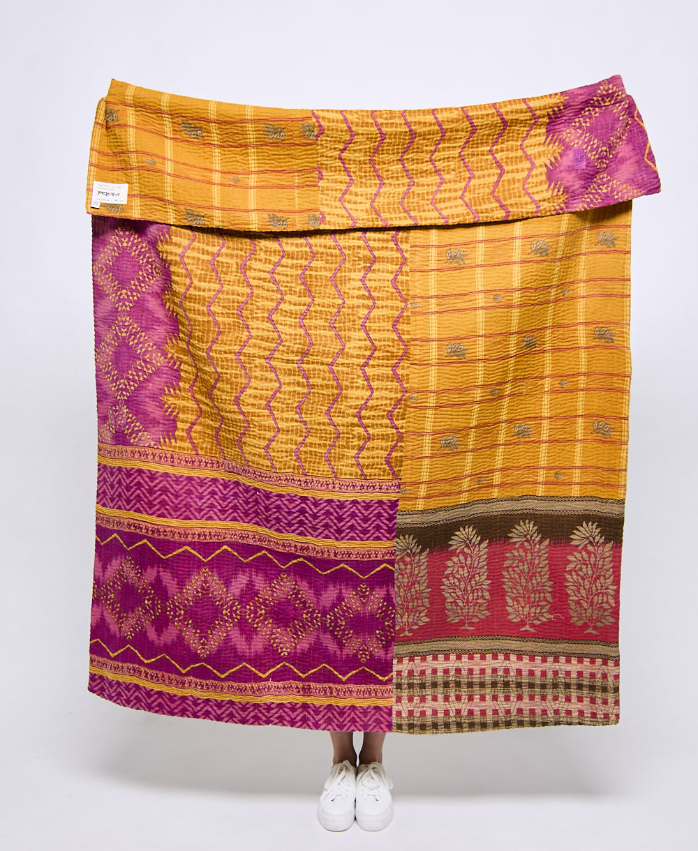 Artisan made kantha quilt throw  