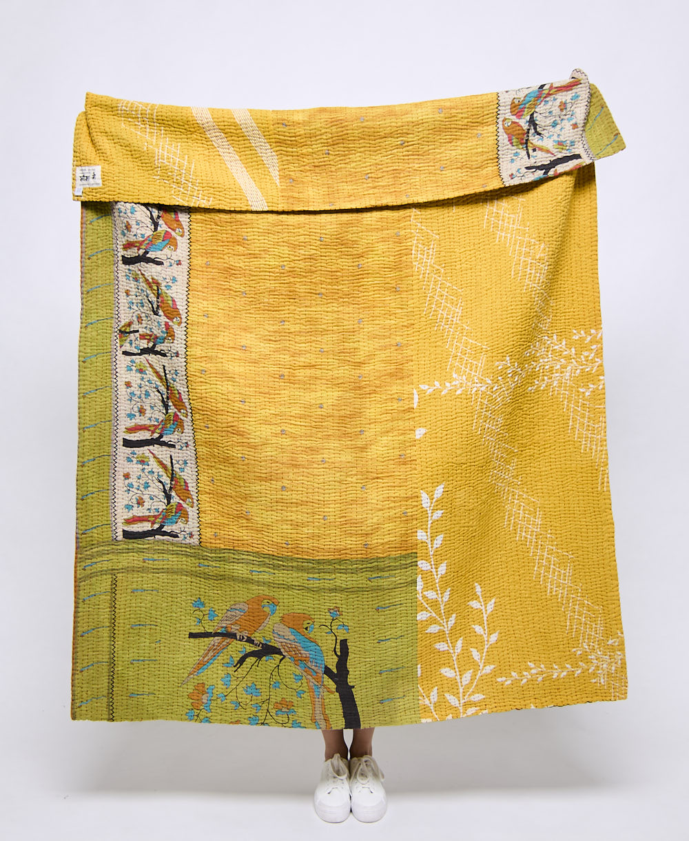 Artisan made kantha quilt throw  