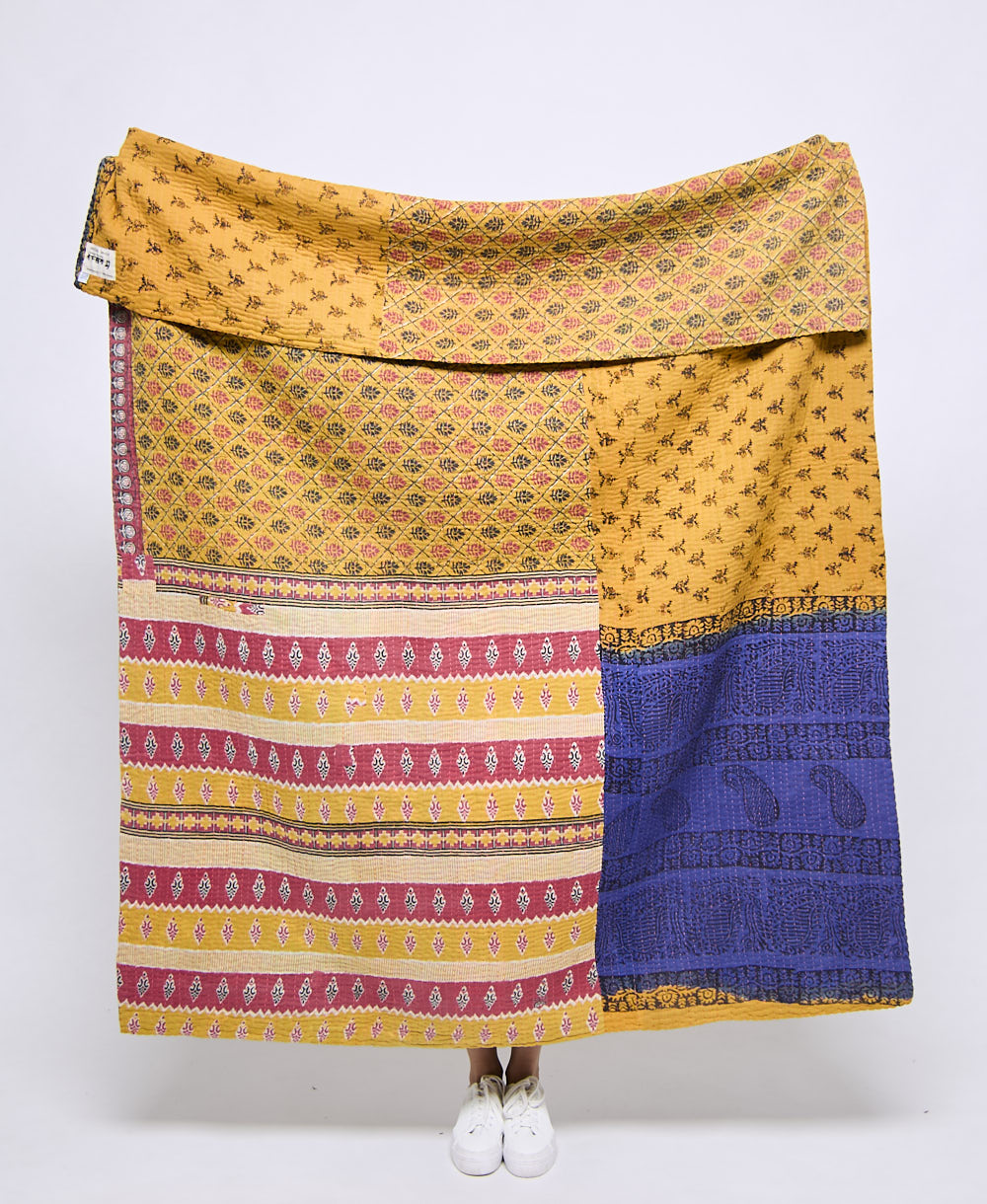 Artisan made kantha quilt throw  