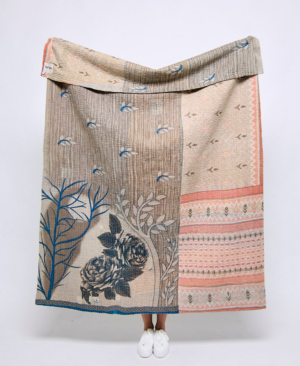 Artisan made kantha quilt throw  