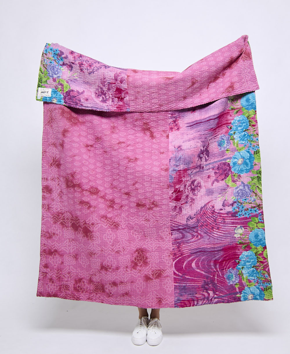 Artisan made kantha quilt throw  