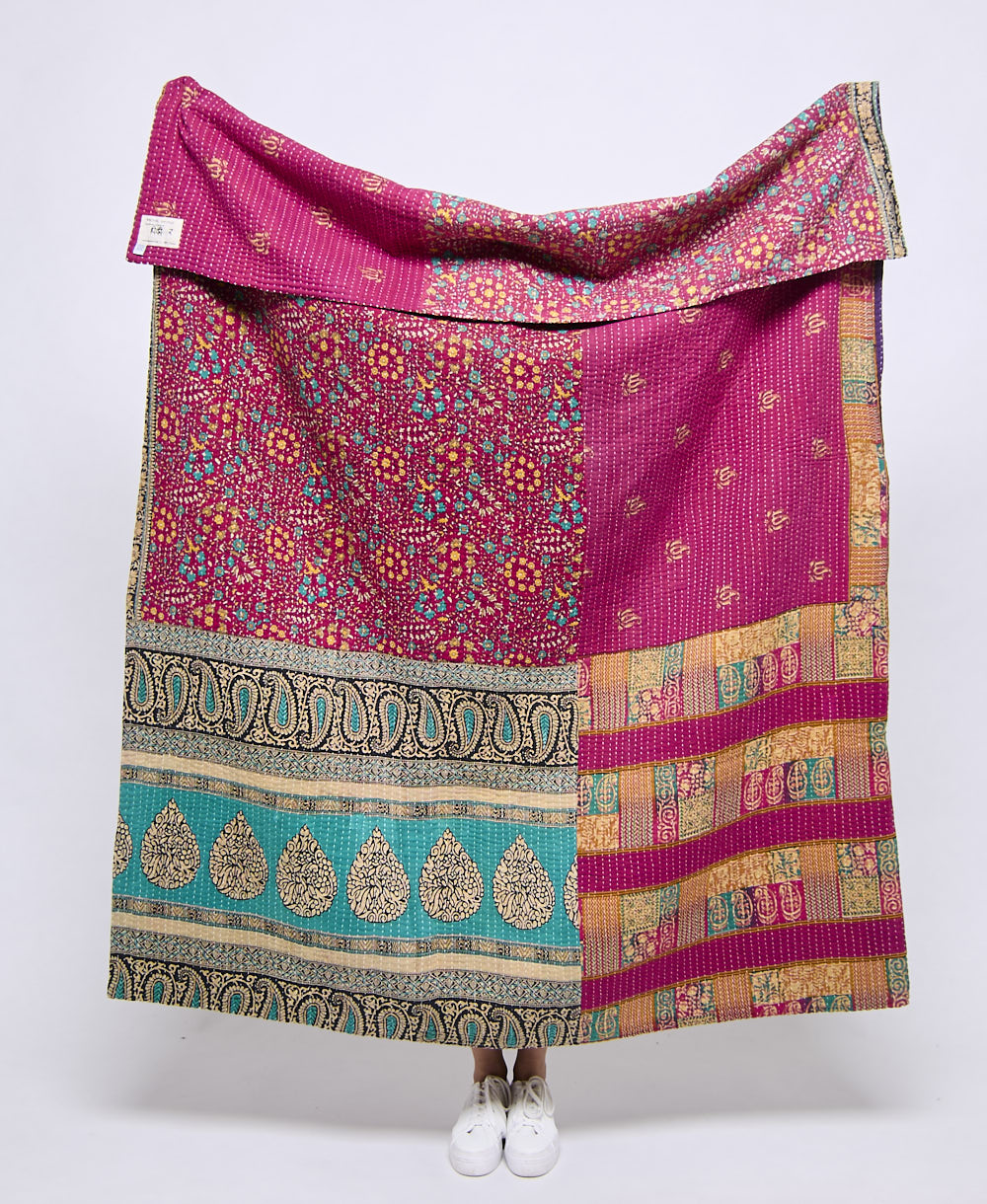 Artisan made kantha quilt throw  