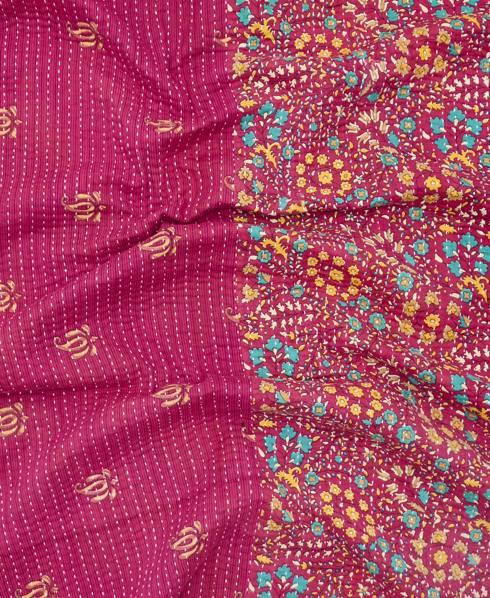 Kantha quilt throw made of recycled vintage saris