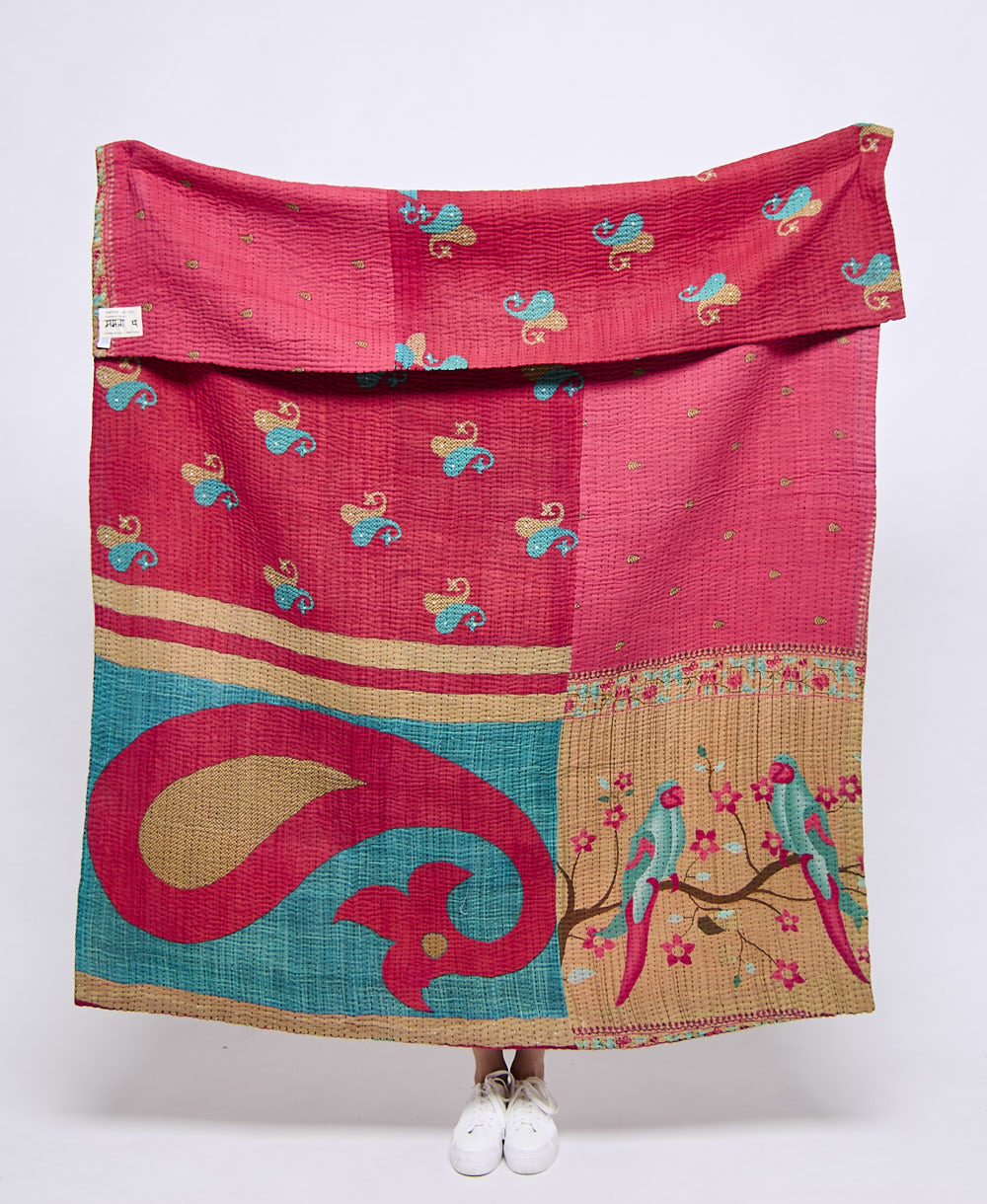 Artisan made kantha quilt throw  