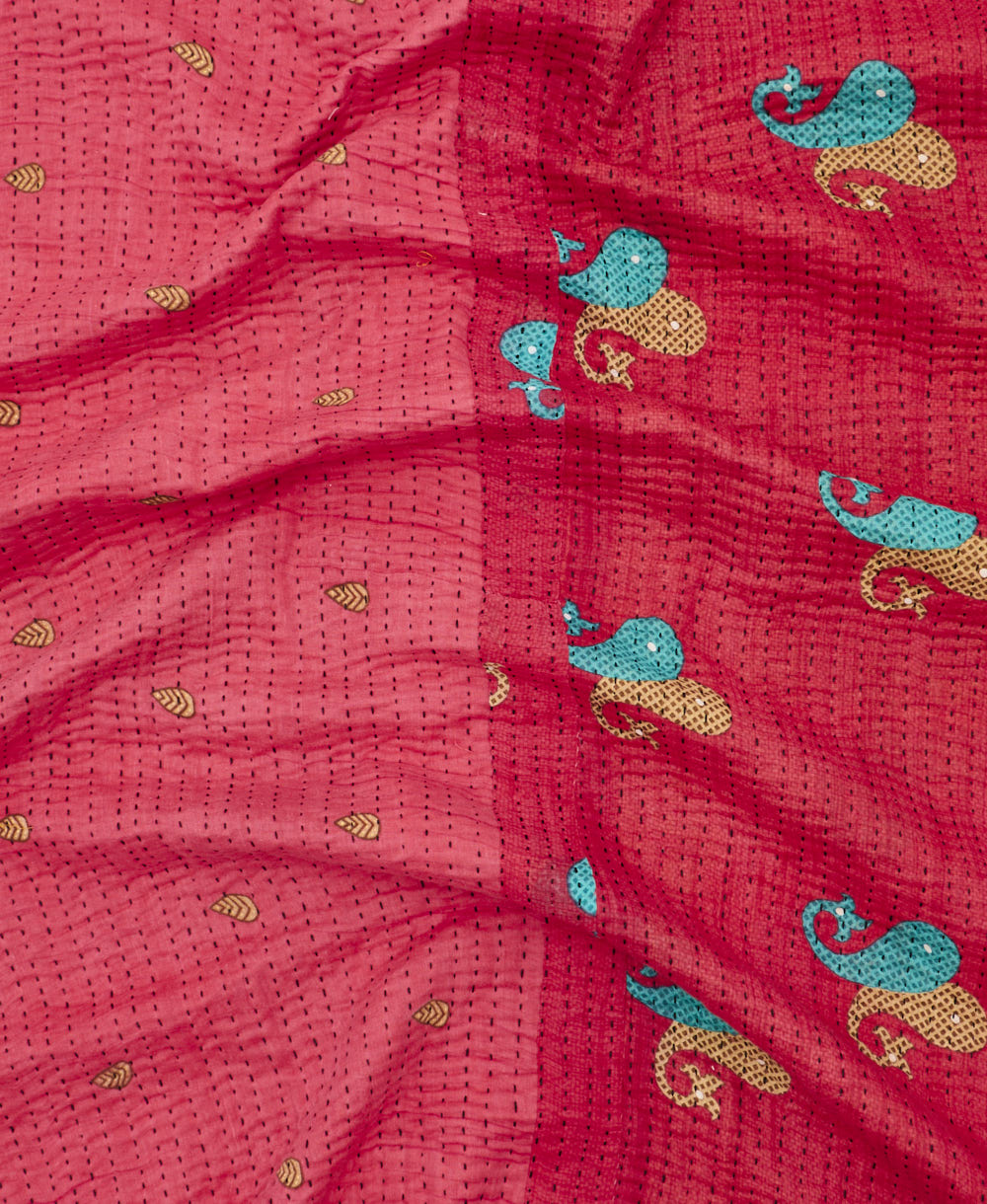 Kantha quilt throw made of recycled vintage saris