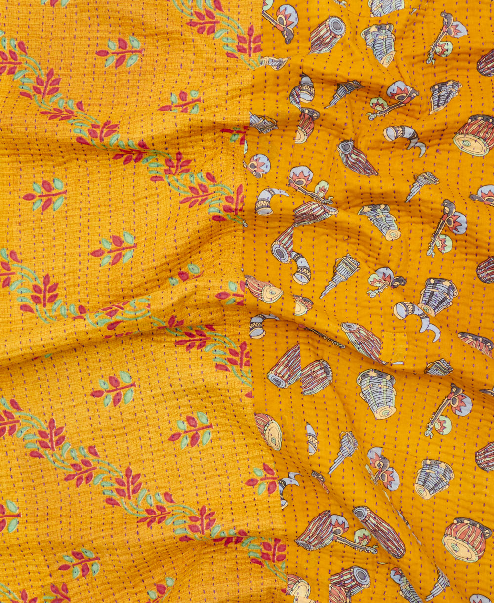 Kantha quilt throw made of recycled vintage saris