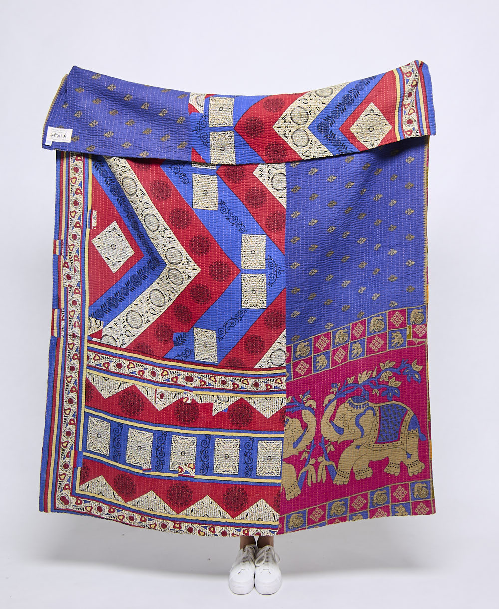Artisan made kantha quilt throw  