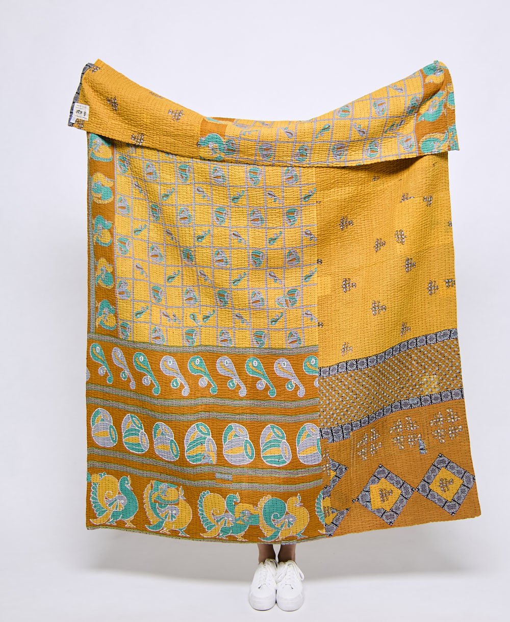 Artisan made kantha quilt throw  