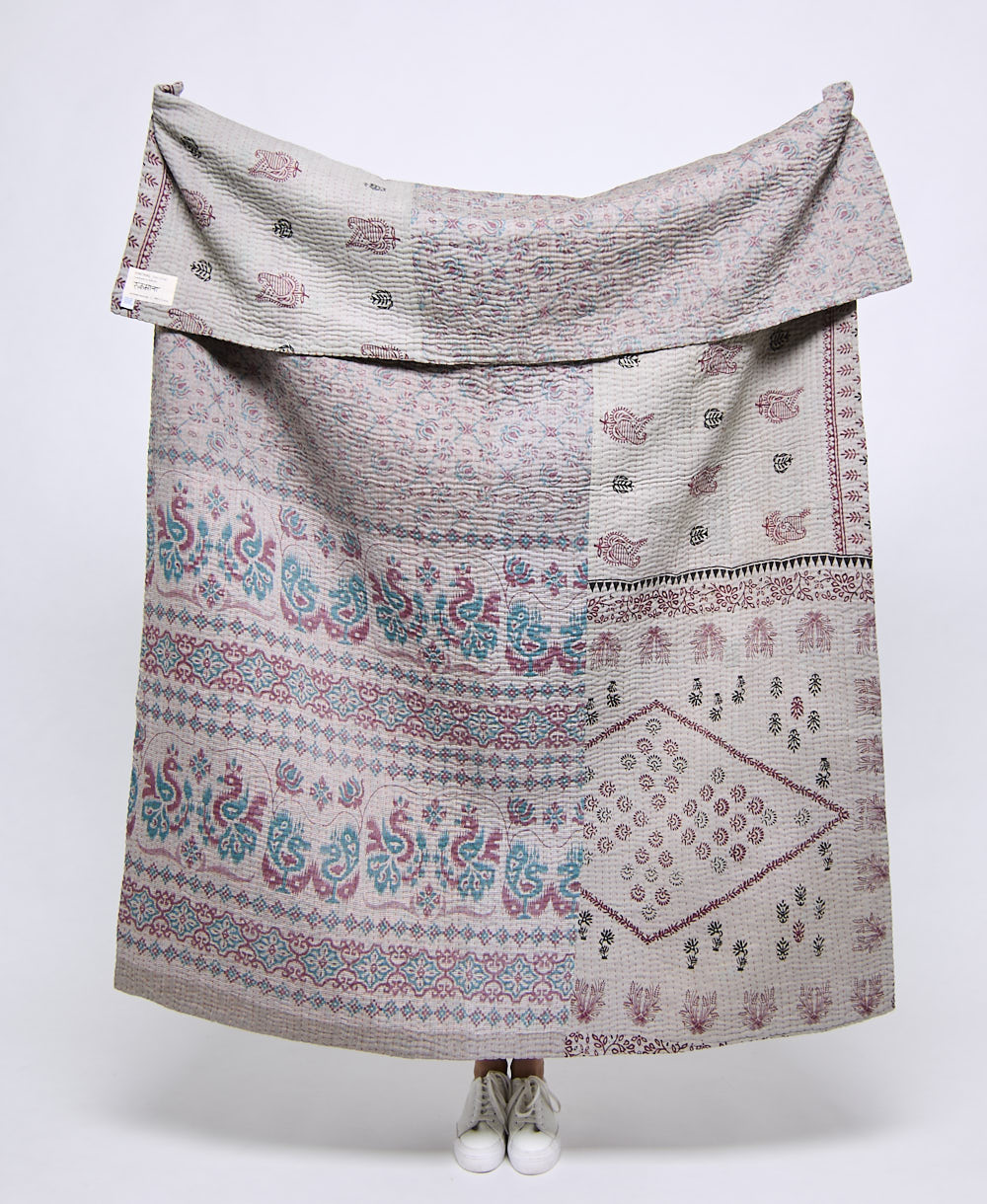 Artisan made kantha quilt throw  