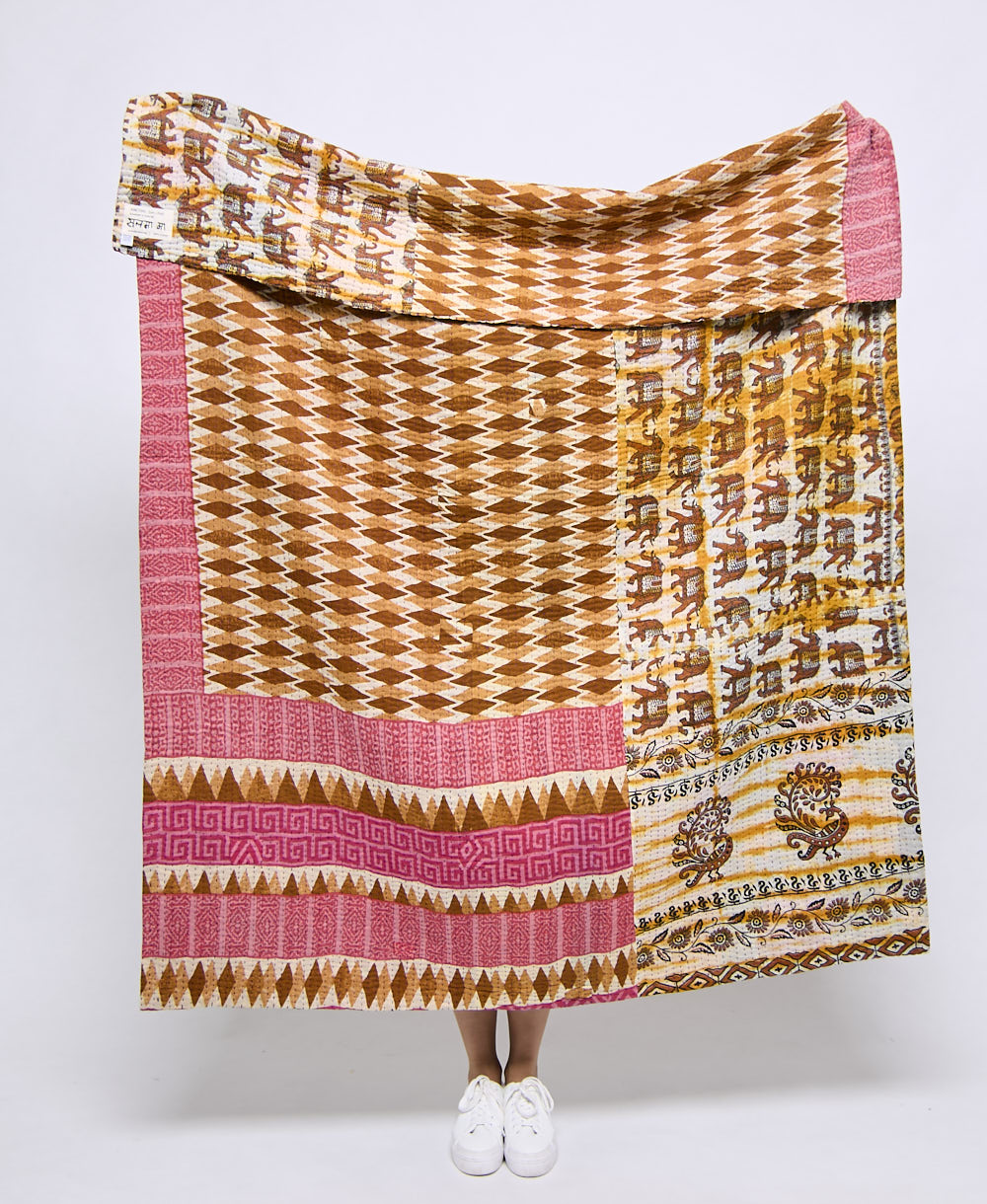 Artisan made kantha quilt throw  