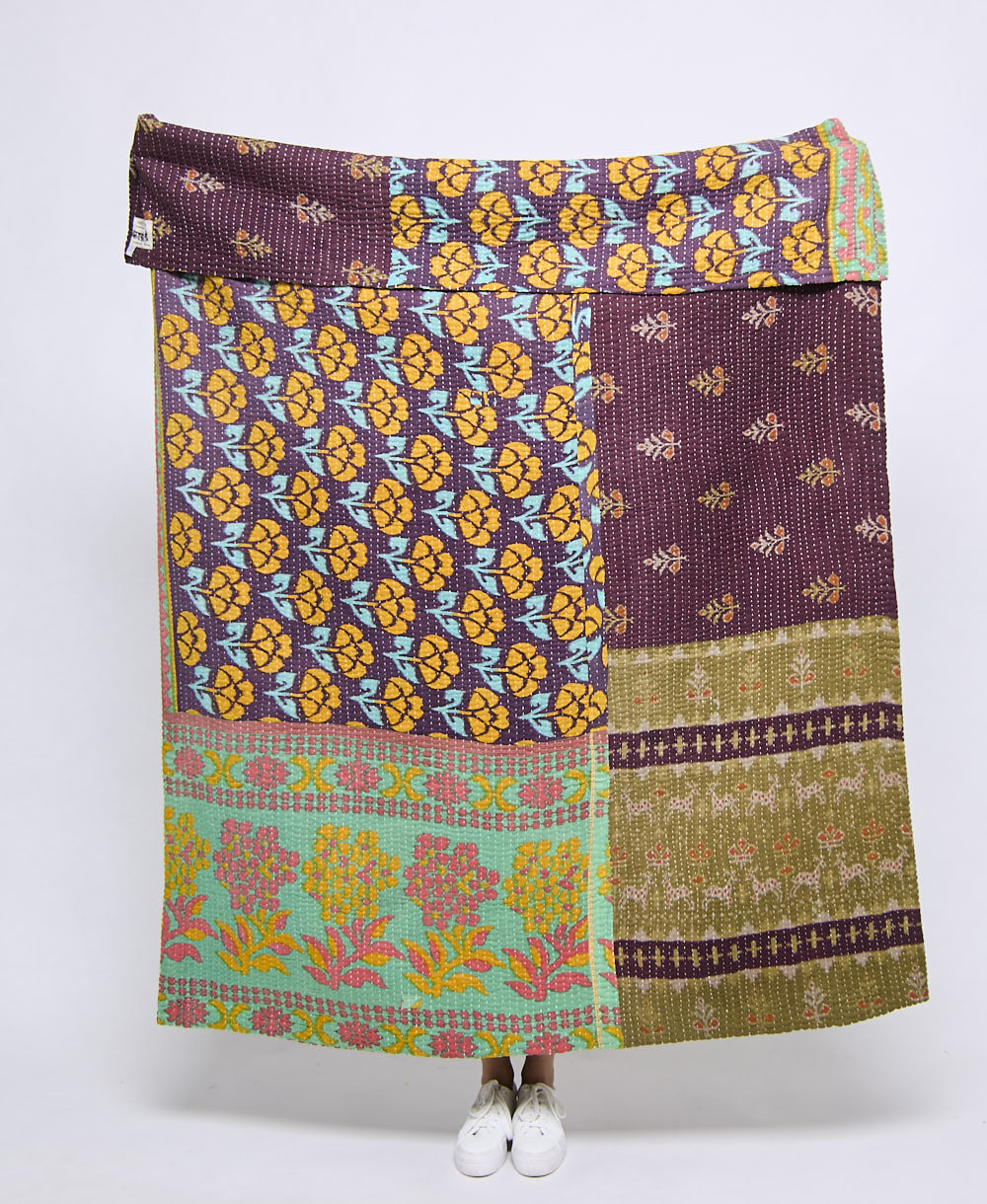 Artisan made kantha quilt throw  