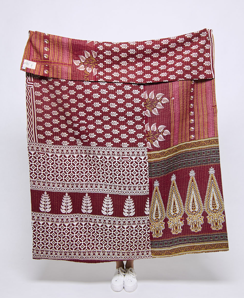 Artisan made kantha quilt throw  