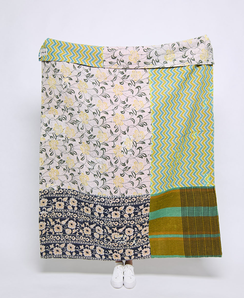 Artisan made kantha quilt throw  