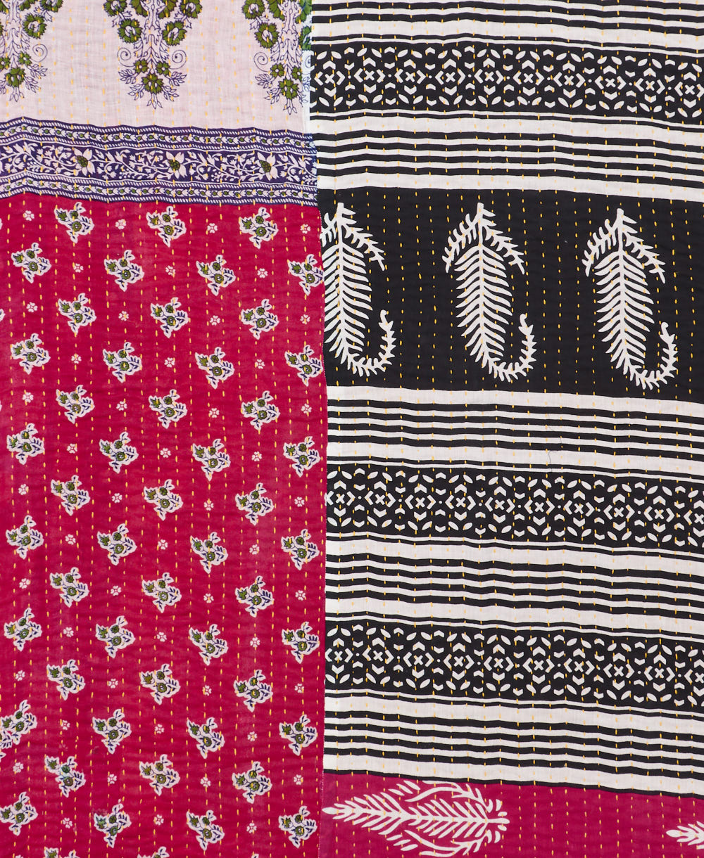 Kantha quilt throw made of recycled vintage saris