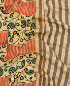 Kantha quilt throw featuring traditional kantha hand stitching