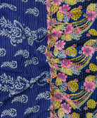 Kantha quilt throw featuring traditional kantha hand stitching