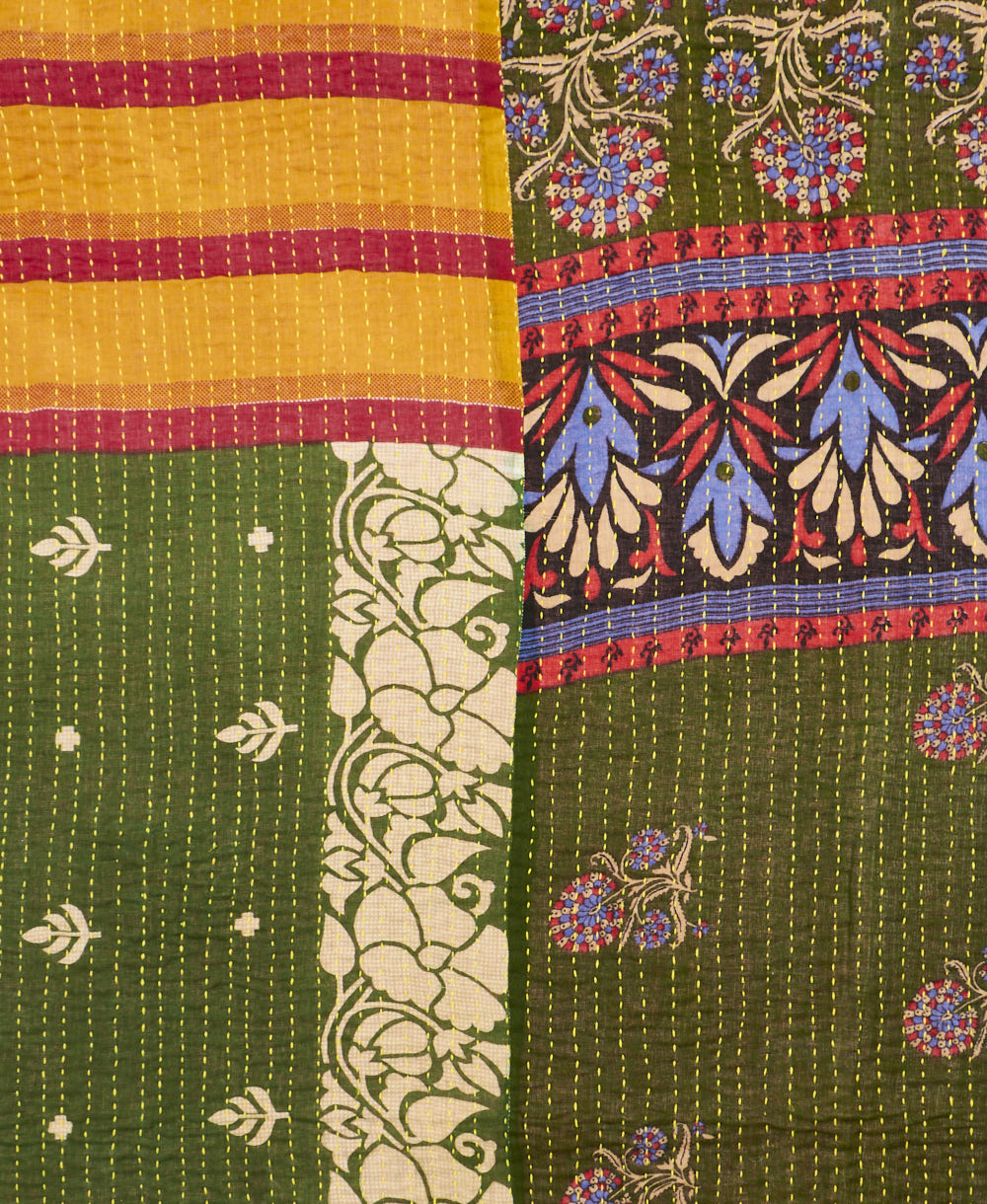 Kantha quilt throw made of recycled vintage saris