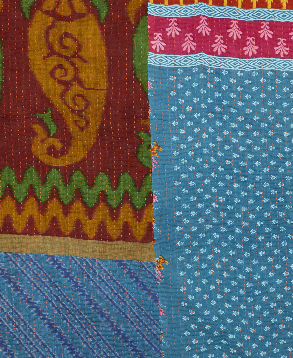 Kantha quilt throw made of recycled vintage saris