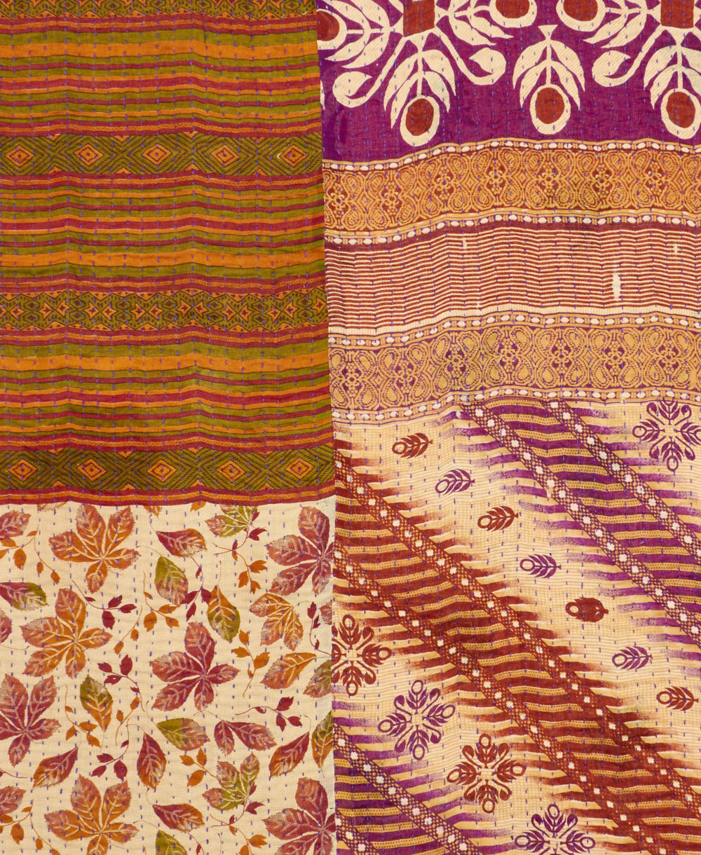 Kantha quilt throw made of recycled vintage saris