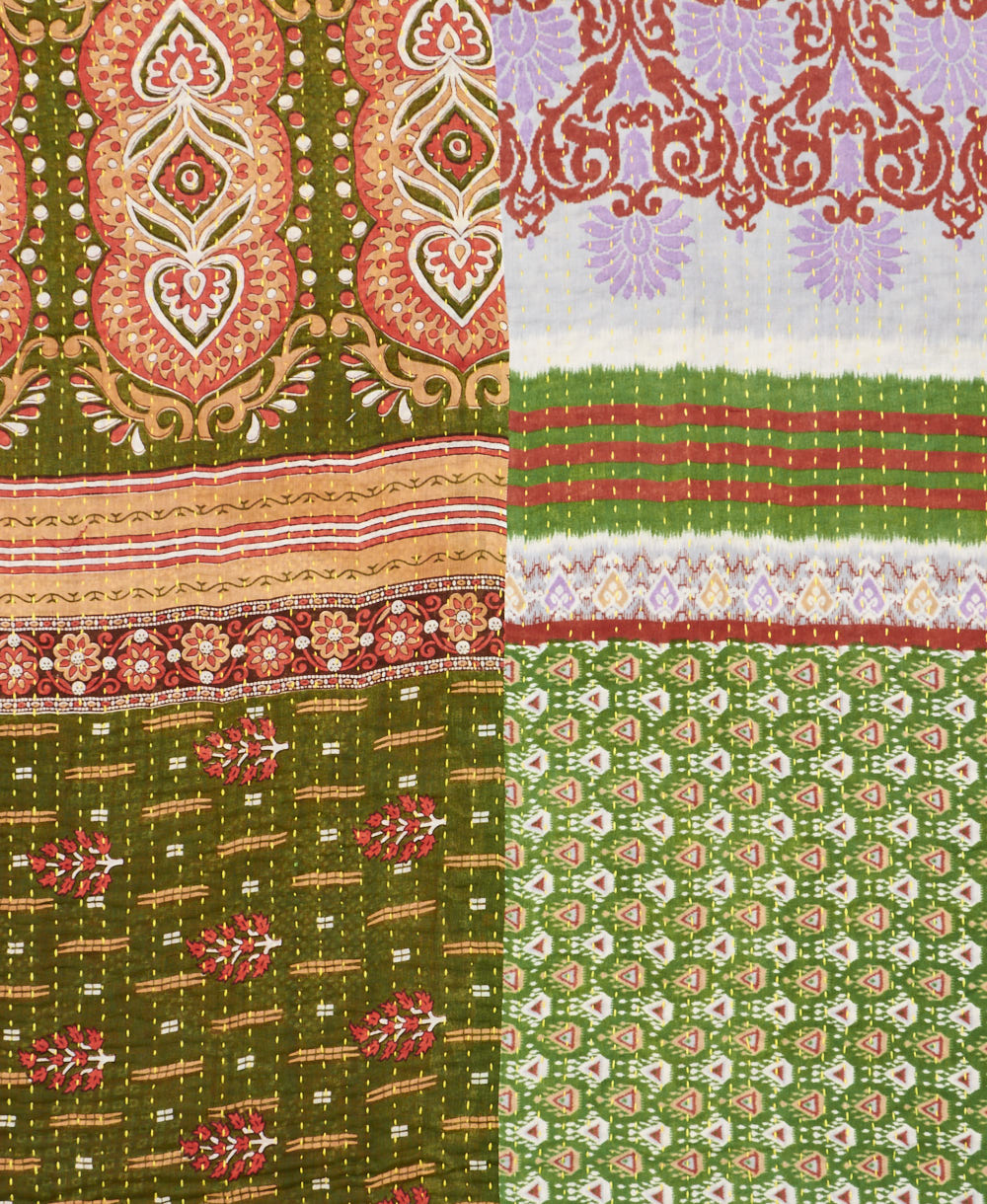 Kantha quilt throw made of recycled vintage saris
