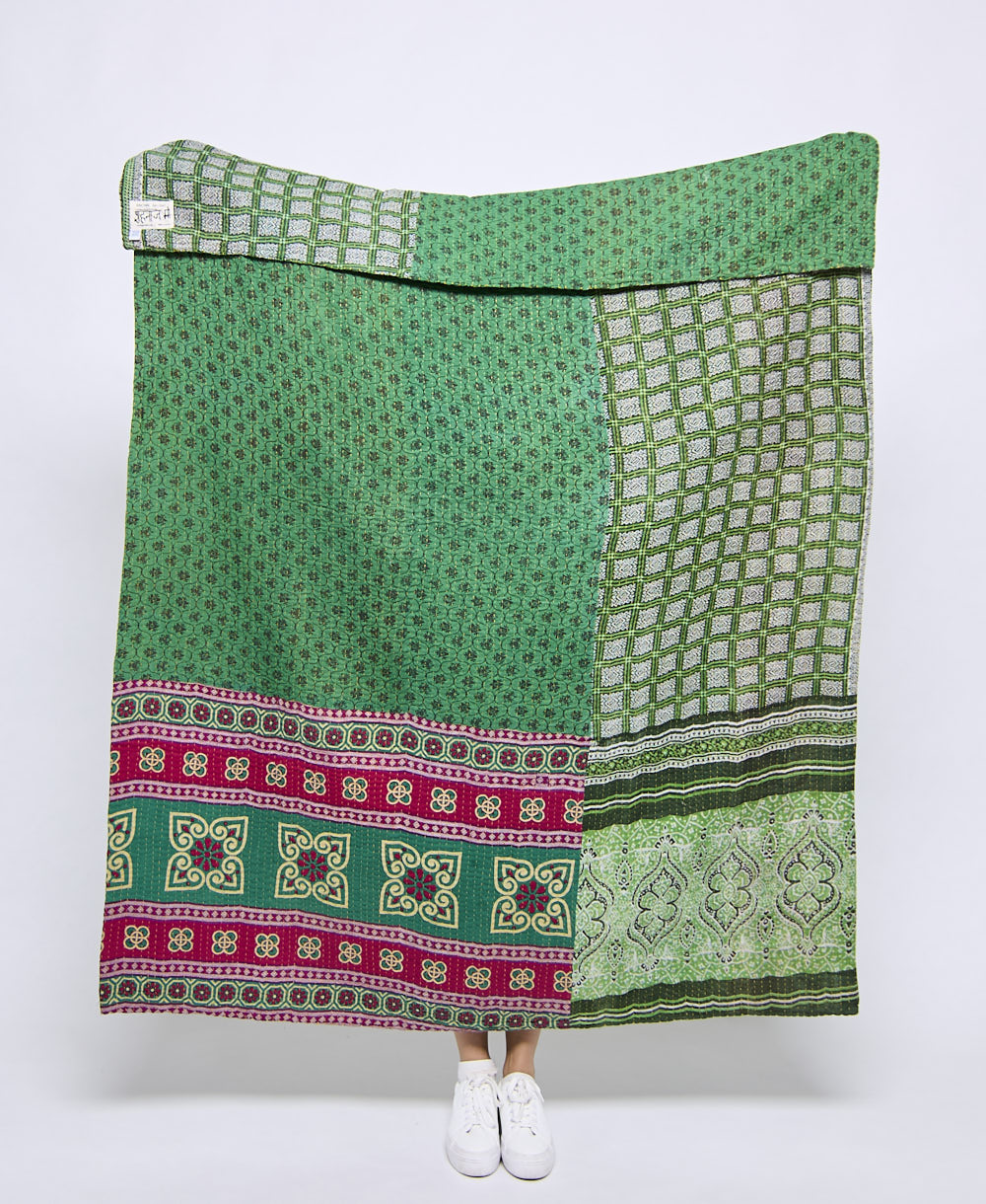 Artisan made kantha quilt throw  