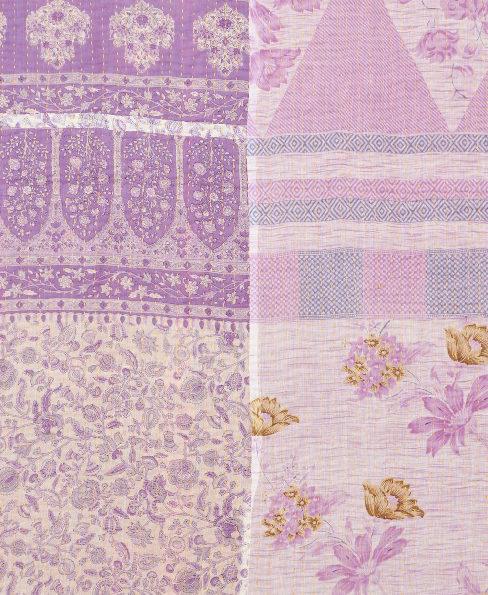 Kantha quilt throw made of recycled vintage saris