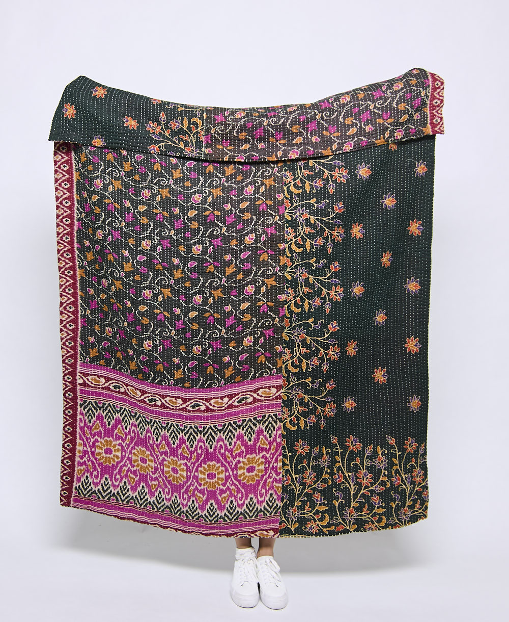 Artisan made kantha quilt throw  