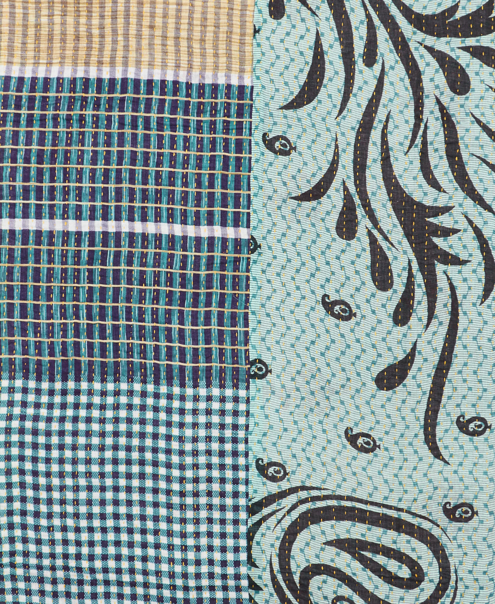 Kantha quilt throw made of recycled vintage saris
