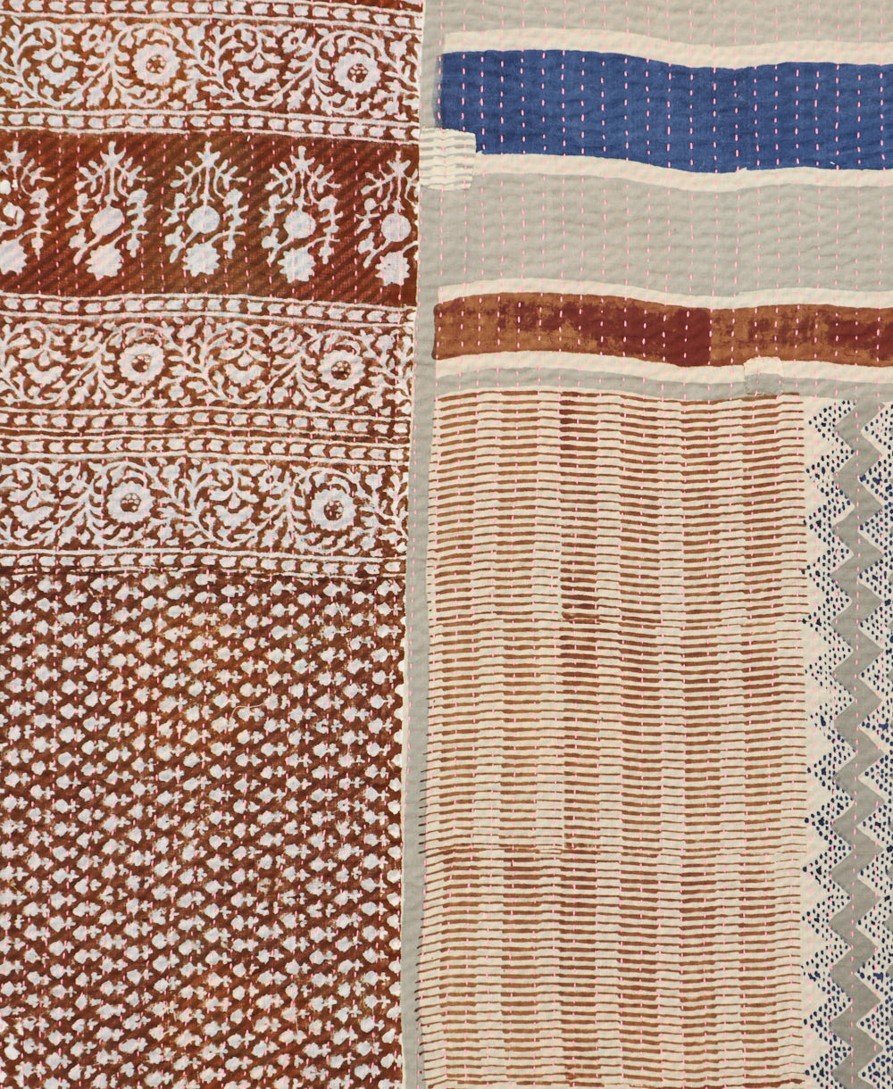 Kantha quilt throw made of recycled vintage saris