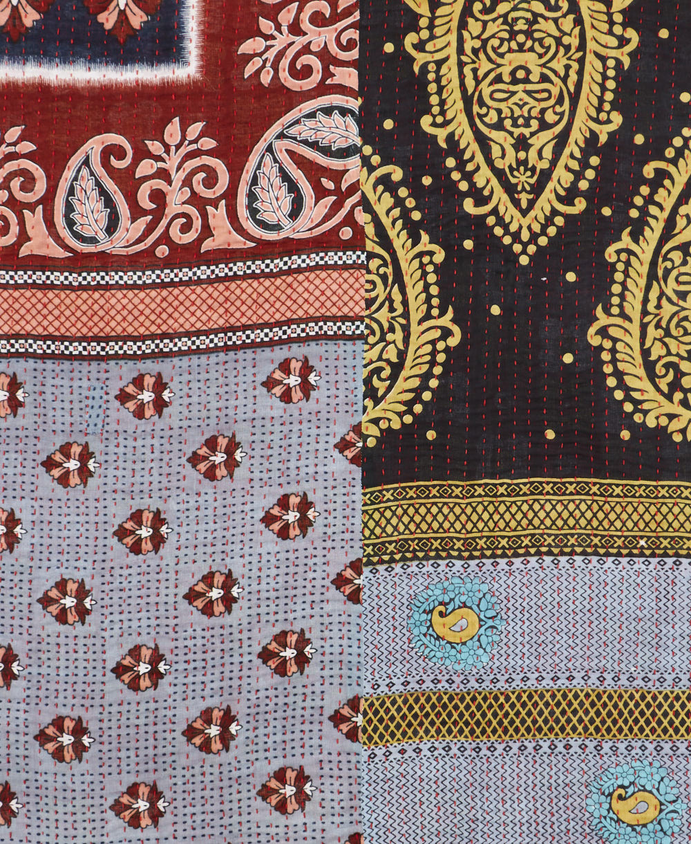 Kantha quilt throw made of recycled vintage saris