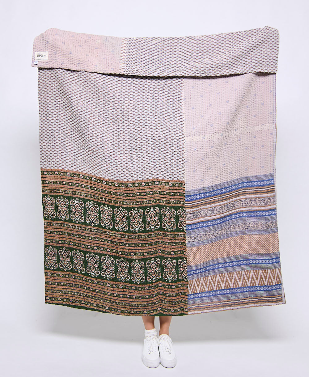 Artisan made kantha quilt throw  