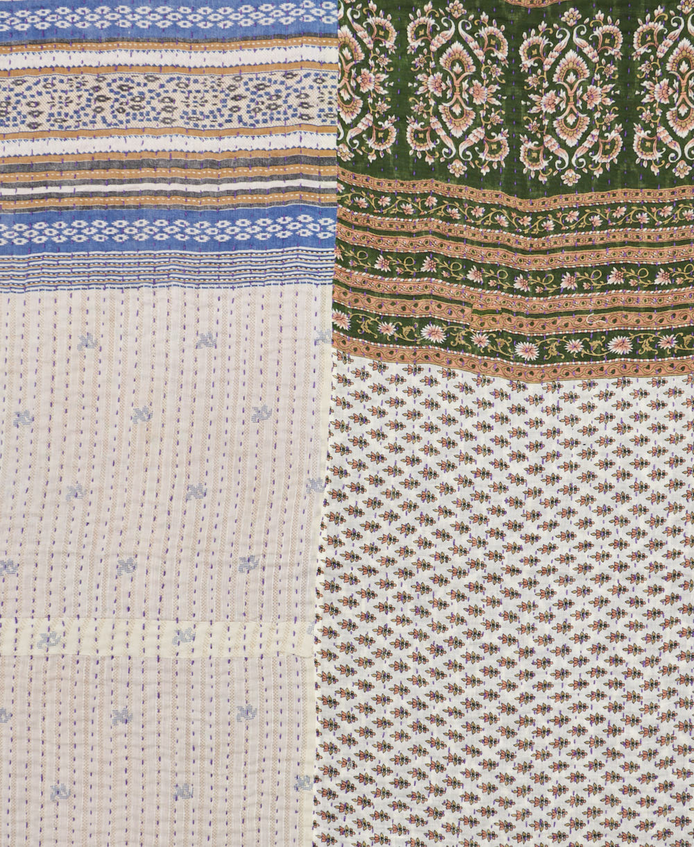 Kantha quilt throw made of recycled vintage saris