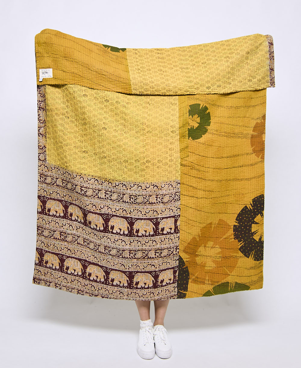 Artisan made kantha quilt throw  