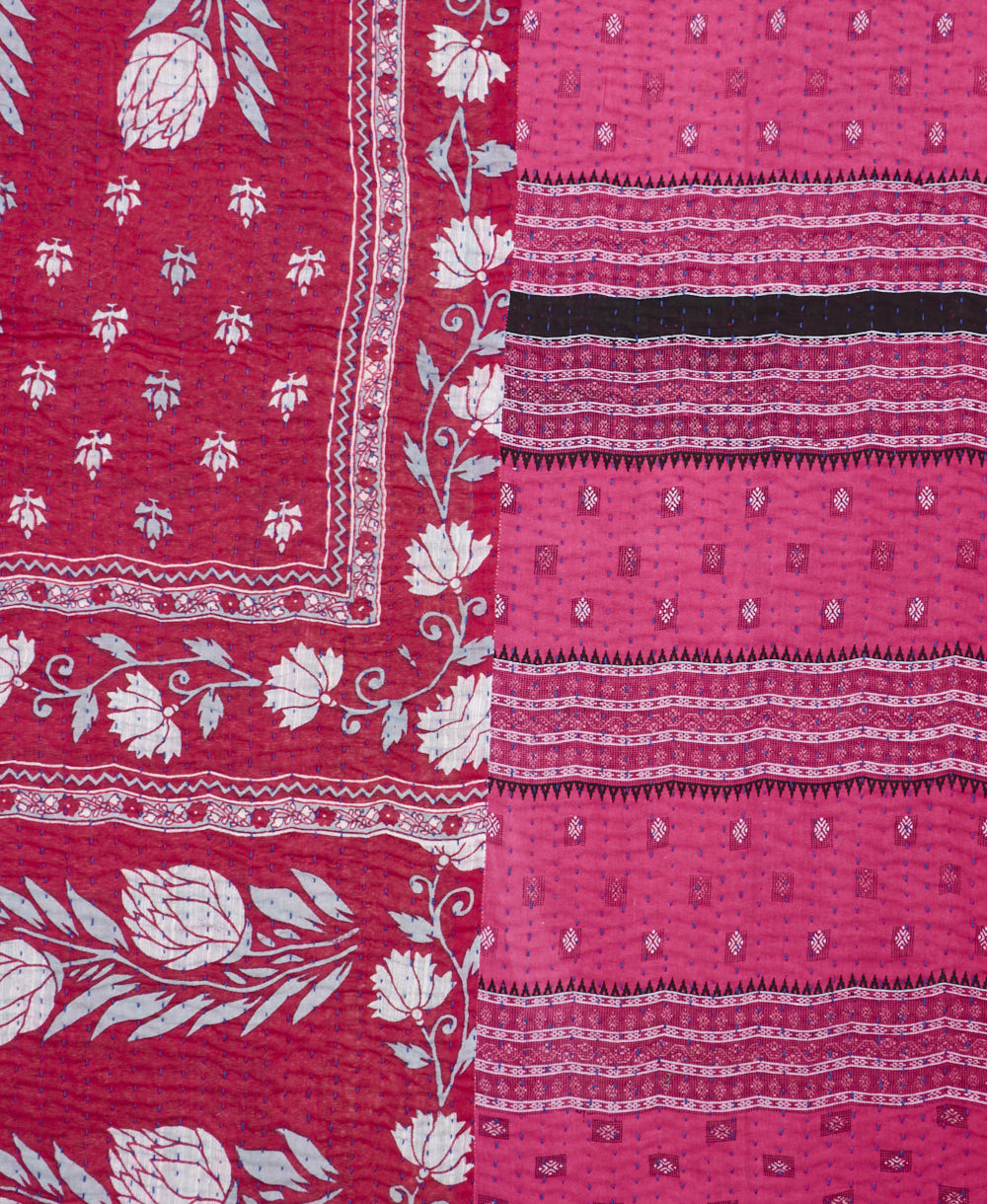 Kantha quilt throw made of recycled vintage saris
