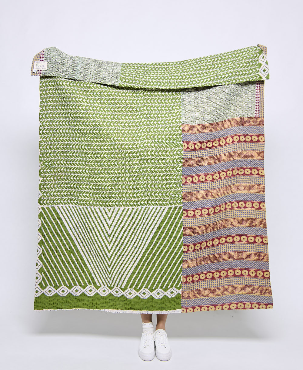 Artisan made kantha quilt throw  