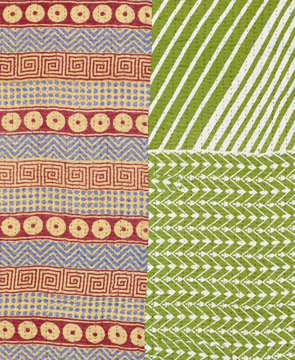 Kantha quilt throw made of recycled vintage saris