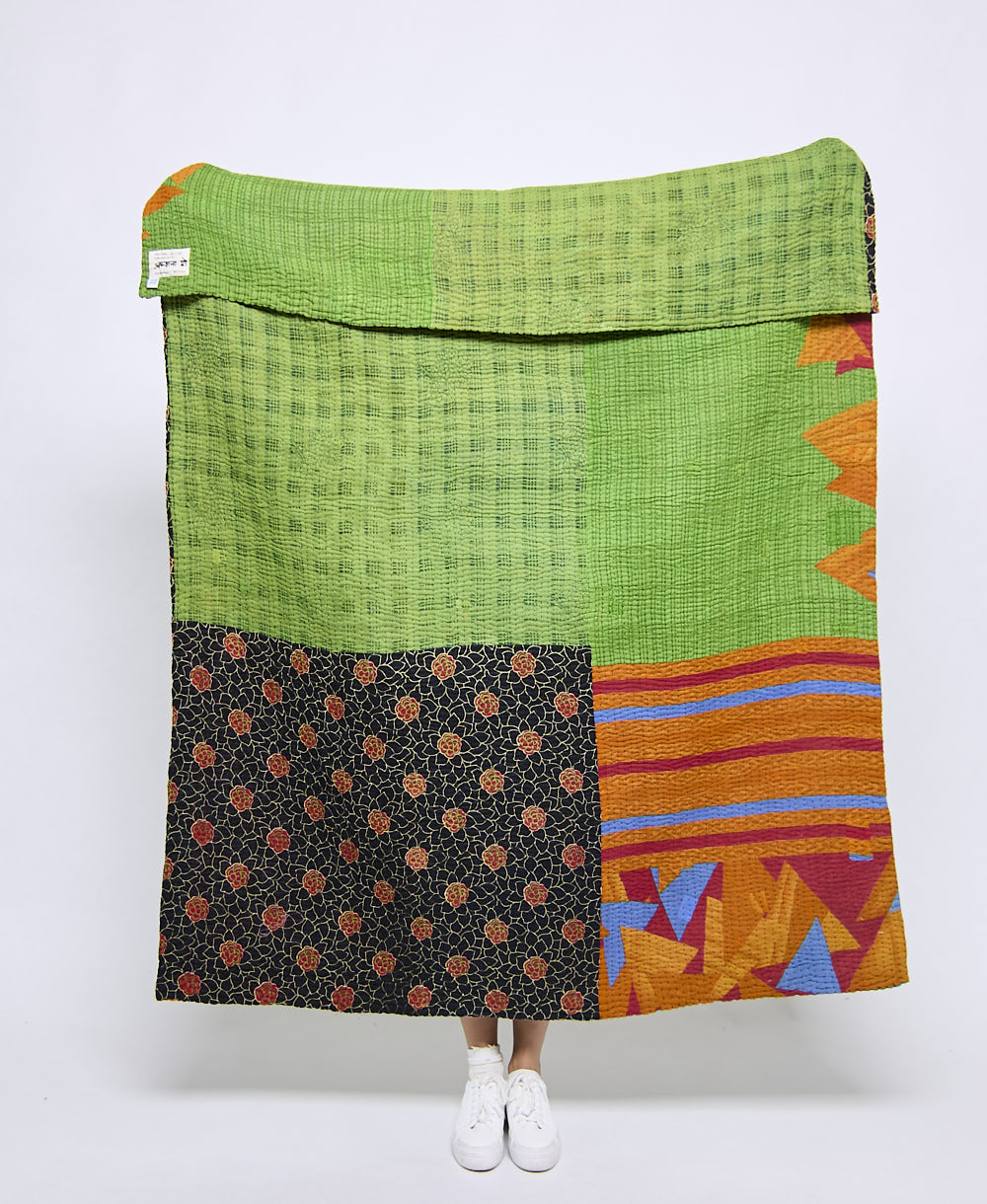 Artisan made kantha quilt throw  