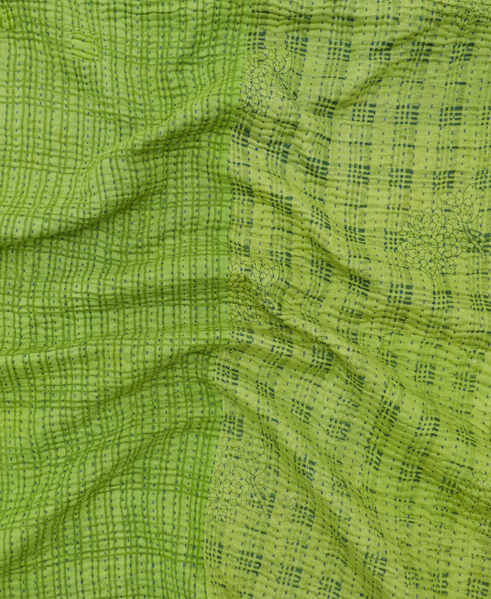 Kantha quilt throw featuring traditional kantha hand stitching
