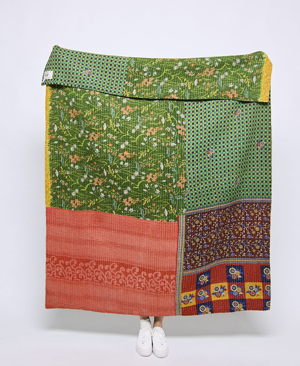 Artisan made kantha quilt throw  