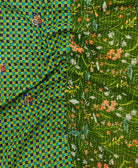 Kantha quilt throw featuring traditional kantha hand stitching
