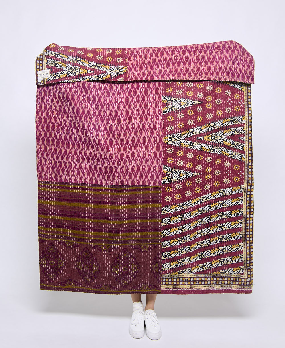 Artisan made kantha quilt throw  