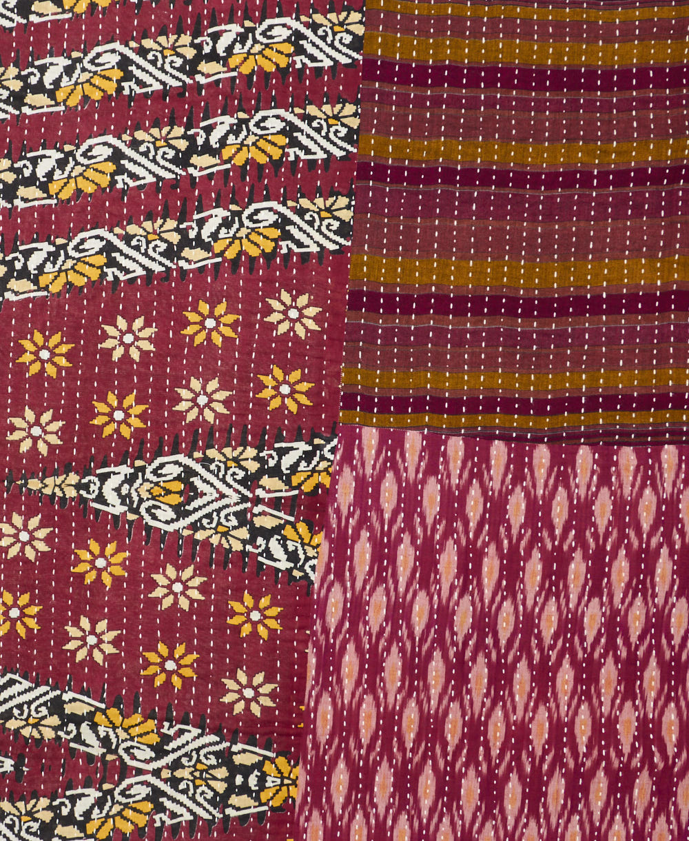 Kantha quilt throw made of recycled vintage saris