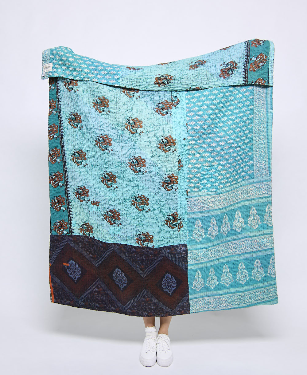 Artisan made kantha quilt throw  