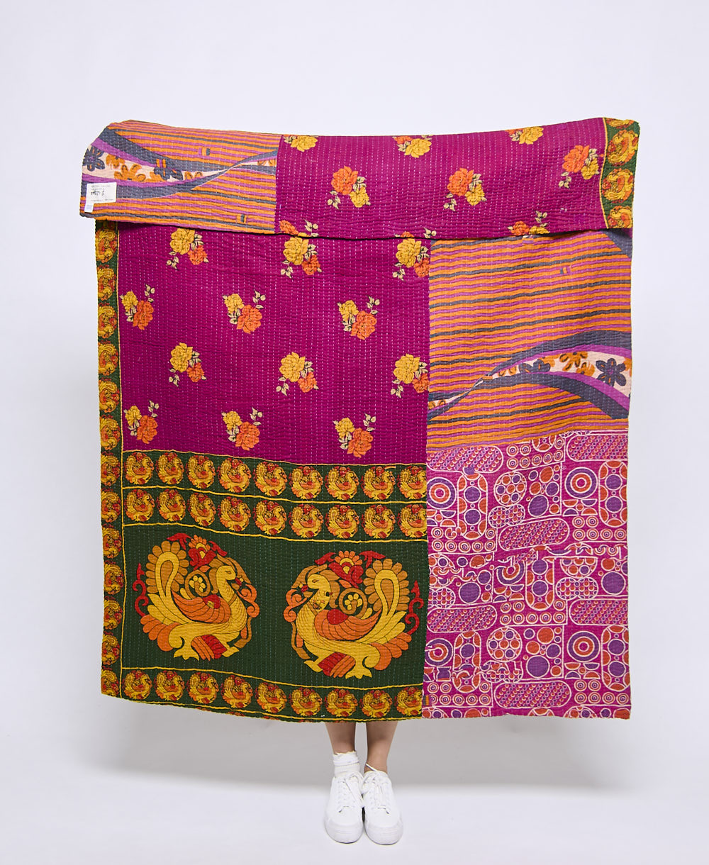 Artisan made kantha quilt throw  