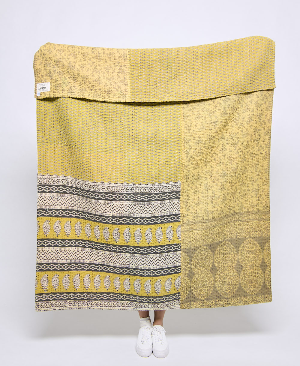 Artisan made kantha quilt throw  