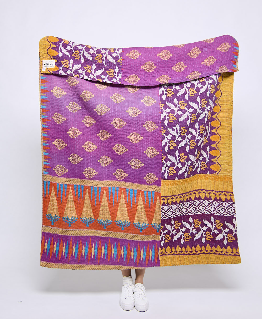 Artisan made kantha quilt throw  