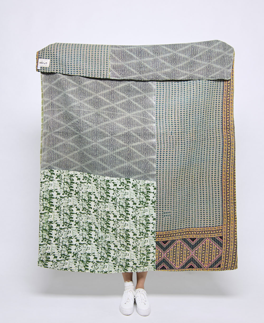 Artisan made kantha quilt throw  