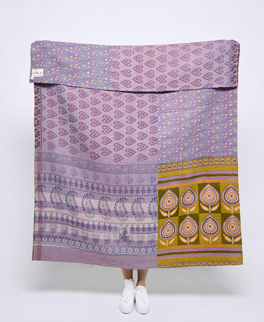 Artisan made kantha quilt throw  