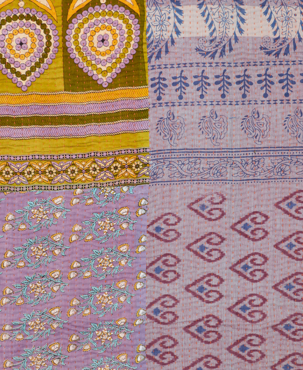 Kantha quilt throw made of recycled vintage saris