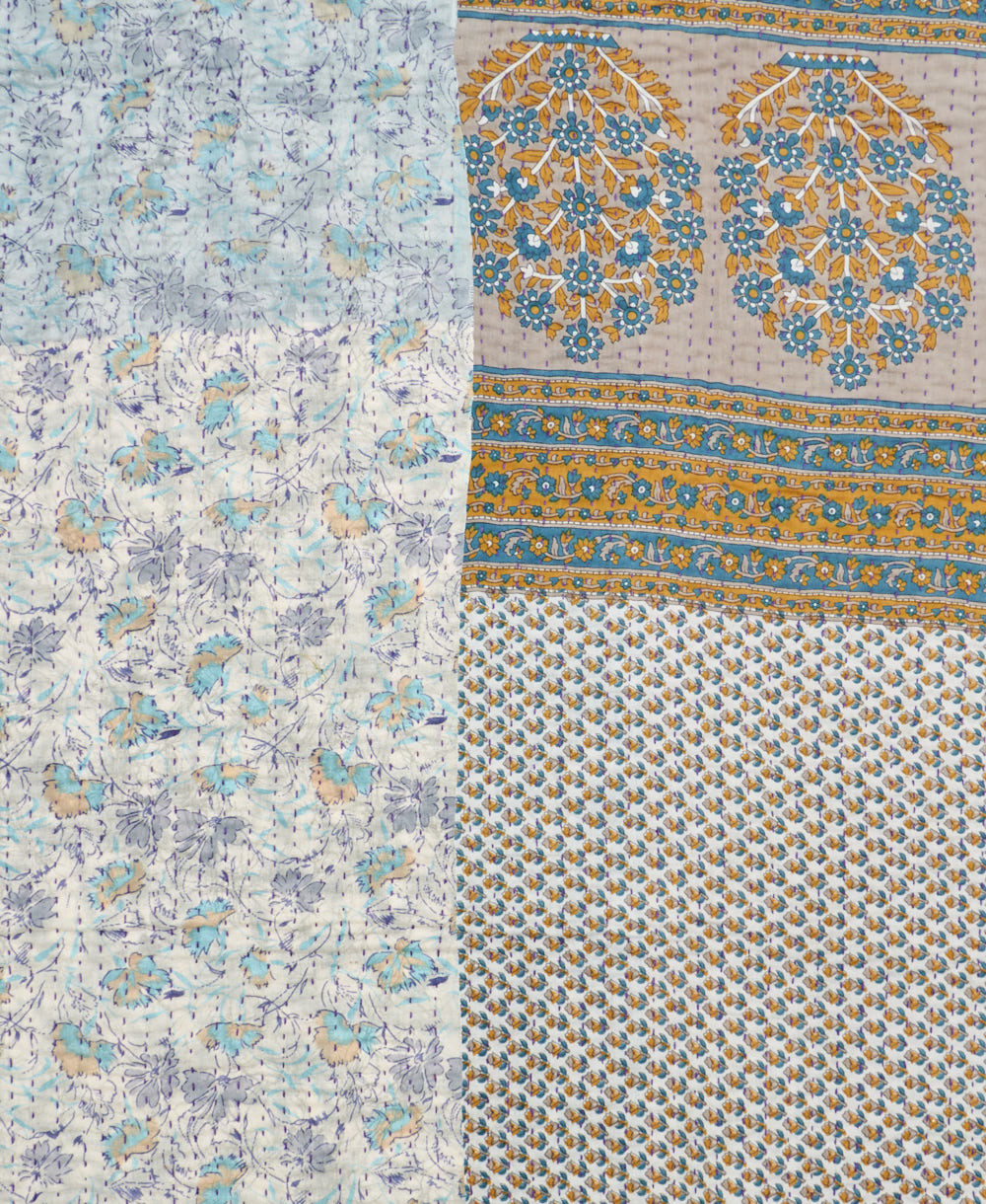 Kantha quilt throw made of recycled vintage saris